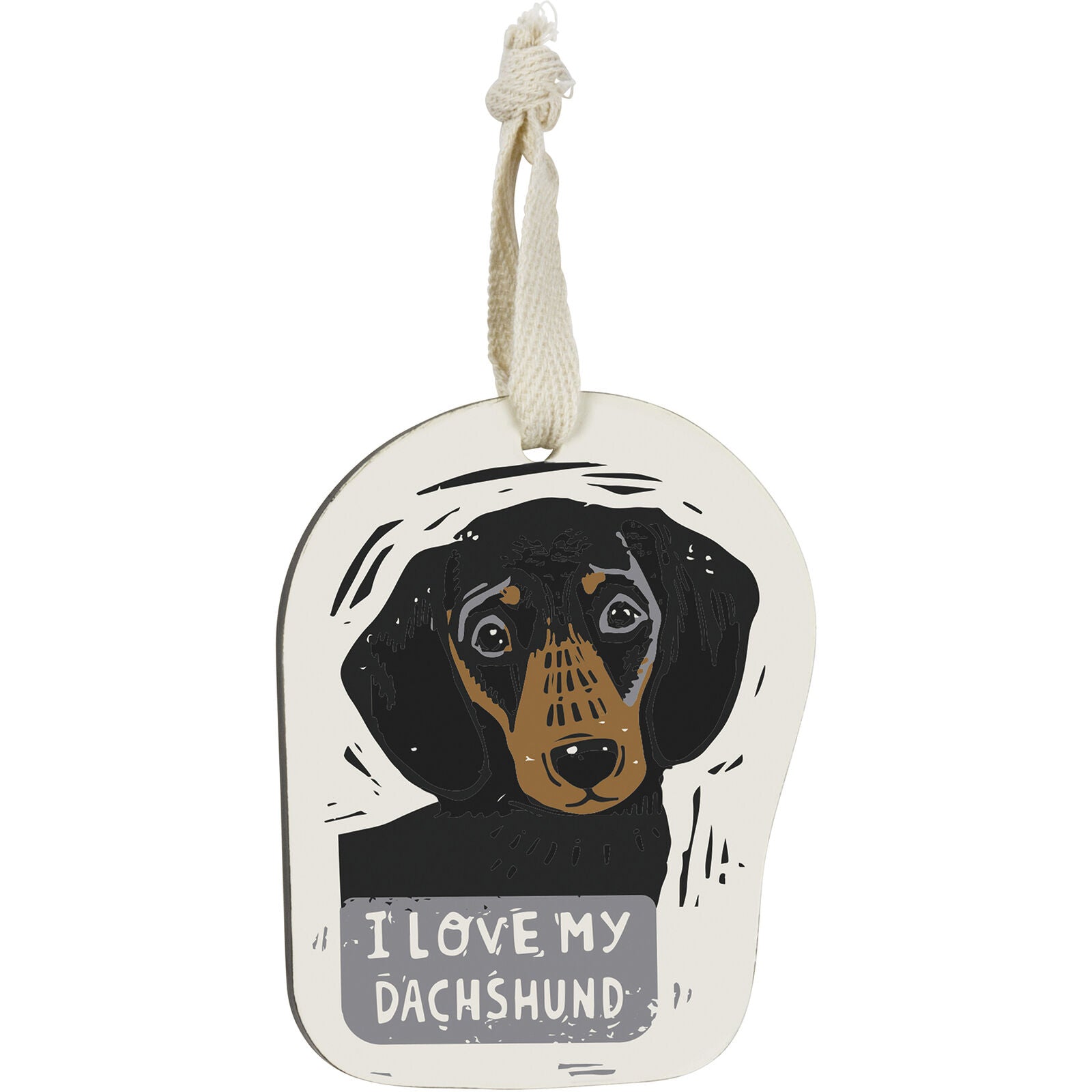 Primitives by Kathy Wooden Hanging Ornament, 2-Sided - I Love My Dachshund