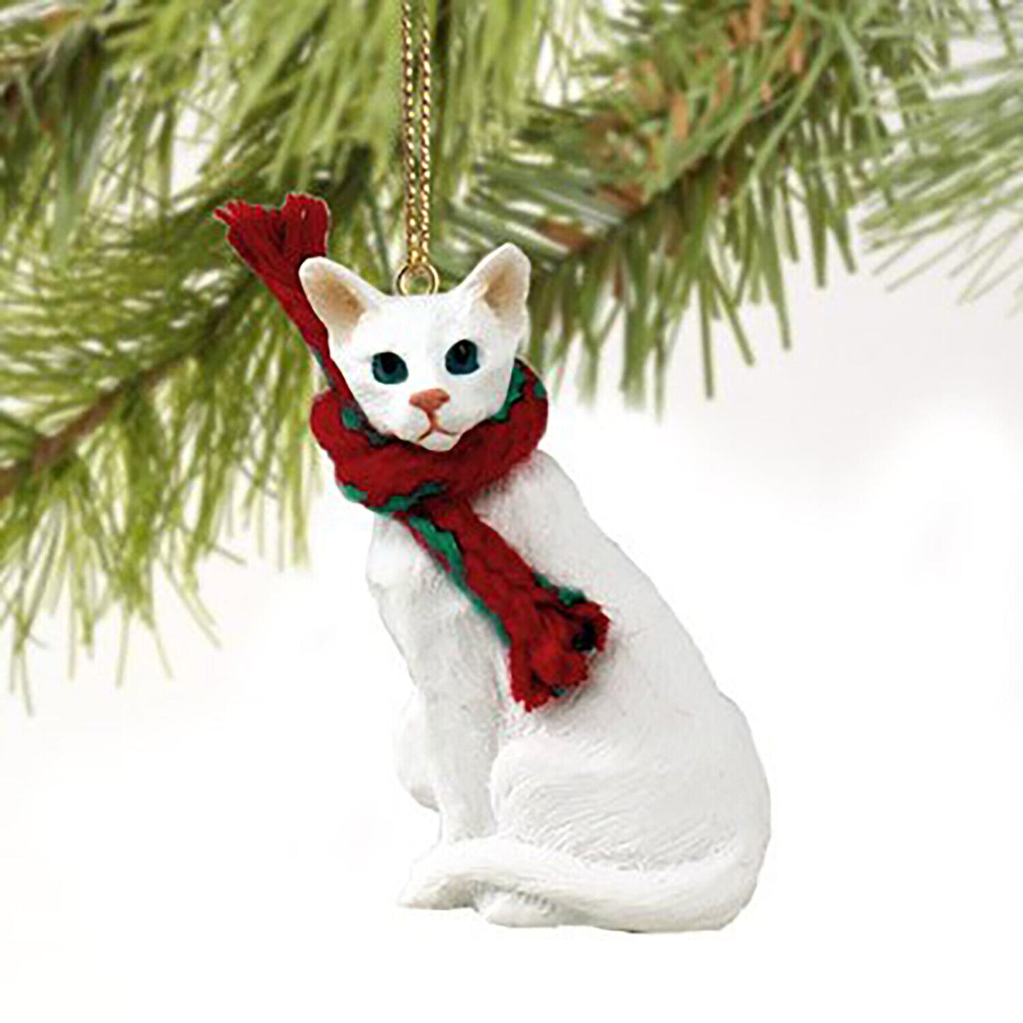 White Oriental Shorthaired Cat Tiny Miniature One Christmas Ornament