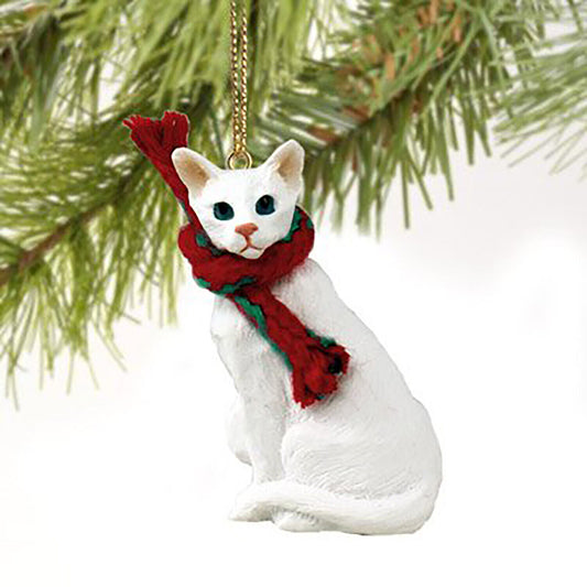 White Oriental Shorthaired Cat Tiny Miniature One Christmas Ornament