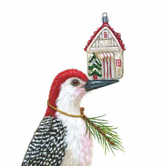 PaperProducts Design Vicki Sawyer Fritz Woodpecker Beverage Napkin, 20 CT