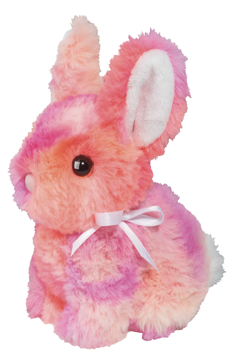 Douglas Toy Tie Dye Mini Bunny Soft Plush Stuffed Animal, Hot Pink/Orange, 6 in