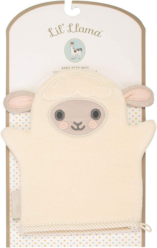 Lil' Lamb Grey Super Soft Cotton Terry Cloth Baby Bath Mitt By Li'l Llama
