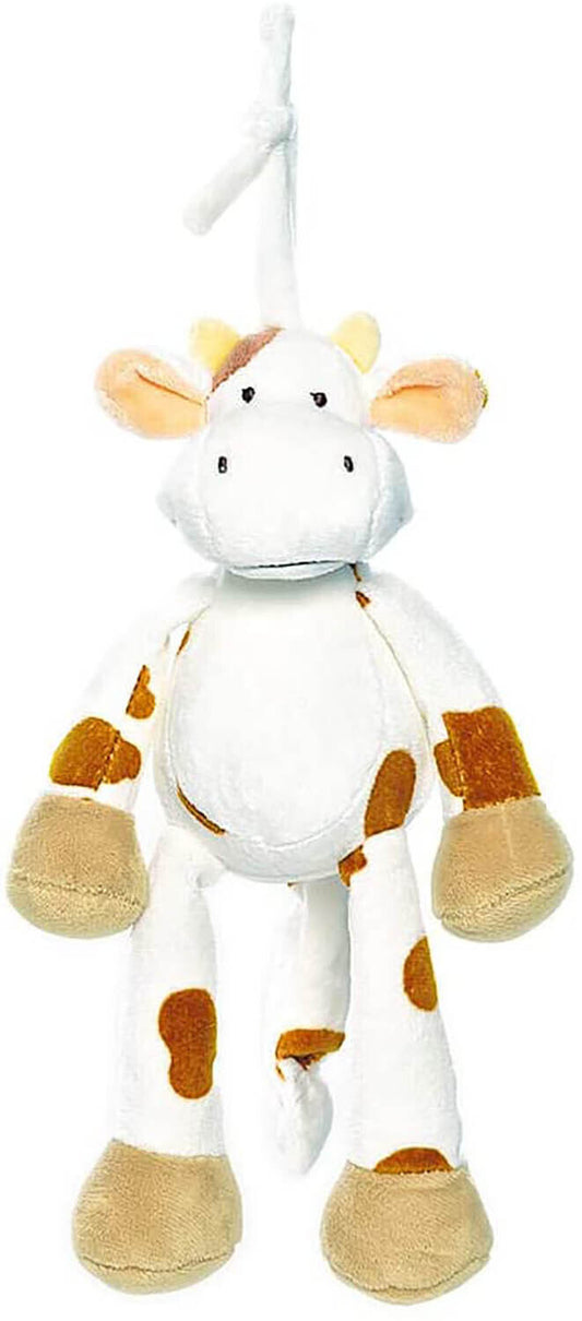 Teddykompaniet Diinglisar Spotted Cow Plush Musical Pull Stuffed Animal Toy, 10"