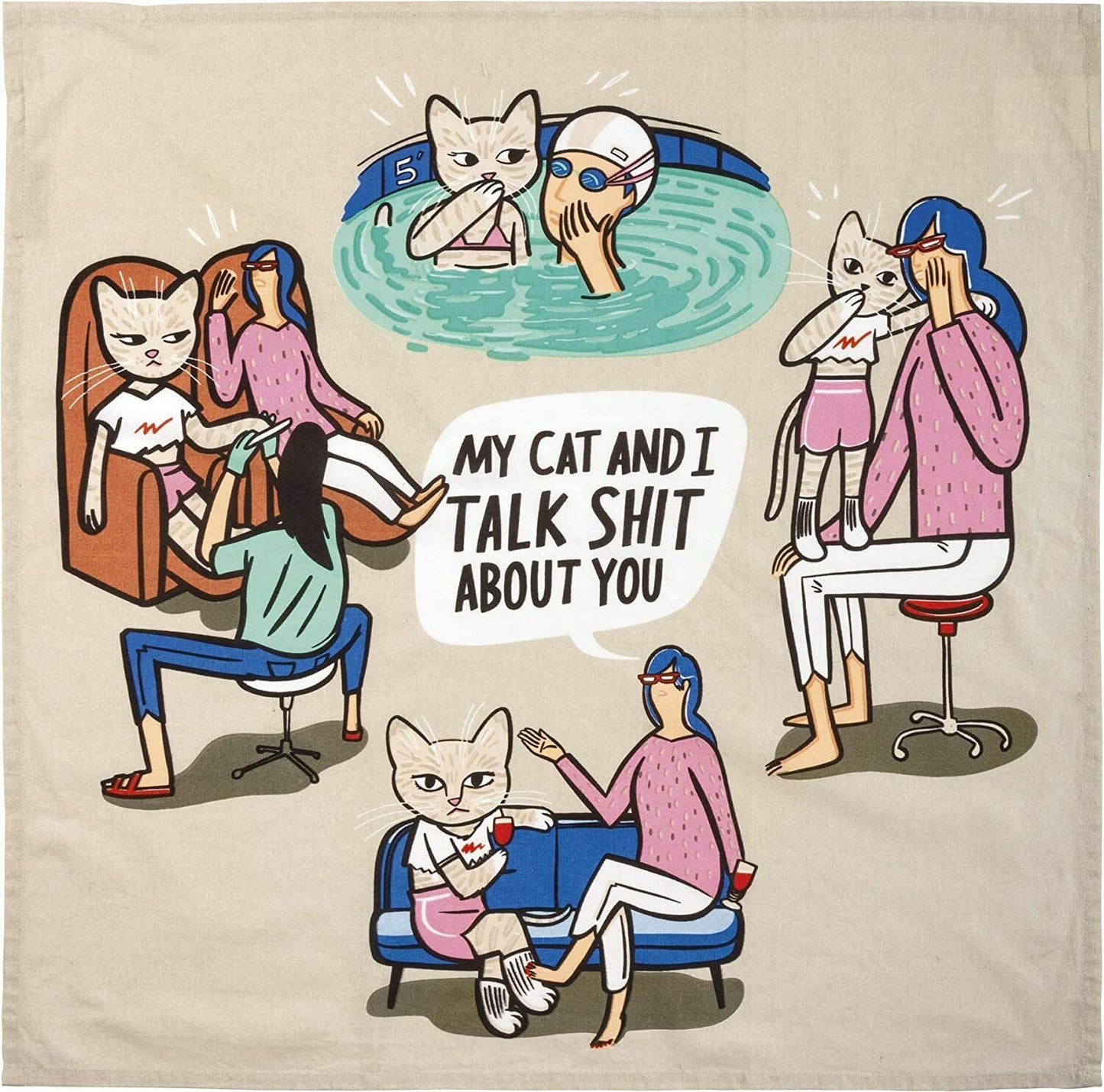 Primitives by Kathy Kitchen Dish Towel - My Cat and I Talk About You