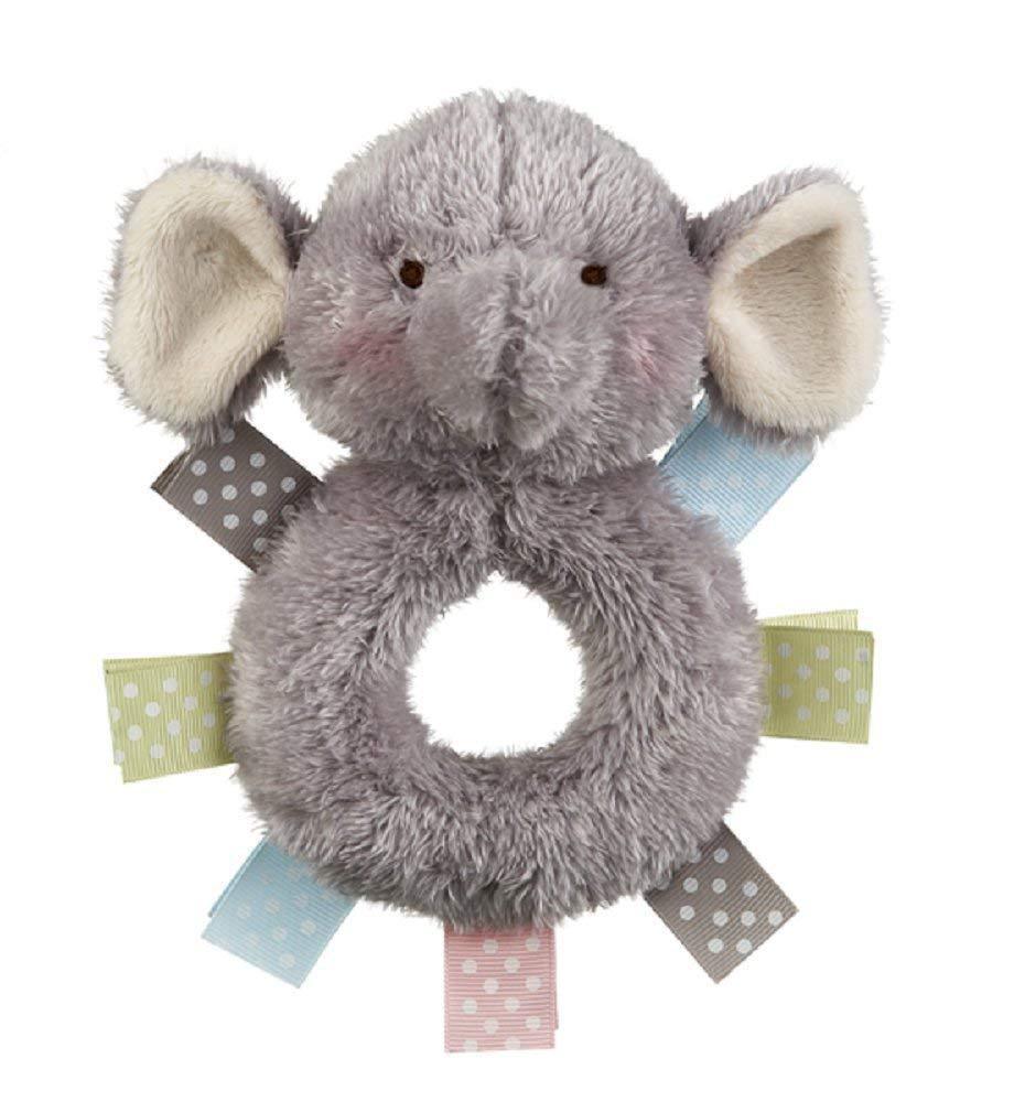 Baby Ganz Gray Wuzzies Elephant Rattle Baby Toy, 6"