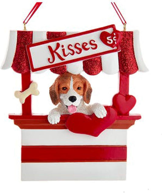 Kurt Adler Beagle Dog Kissing Booth Christmas Tree Ornament - 4" Resin