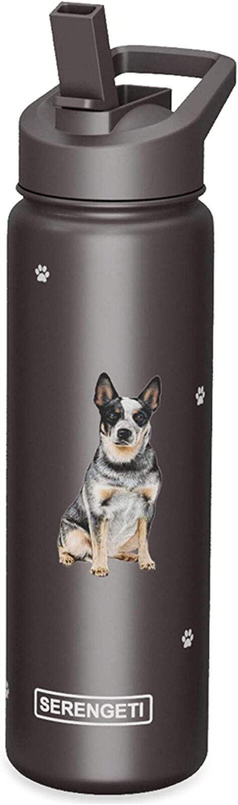 E&S Pets Stainless Steel Water Bottle 24 Oz, Spill Proof (Australian Cattle Dog)