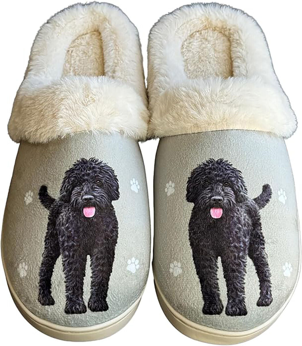 E&S Pets Black Labradoodle Snugg Slippers for Pet Lovers - Memory Foam, S/M