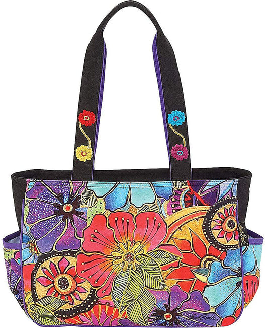 Laurel Burch Floral Medium Tote (Multi), 14.5 x 4 x 10"