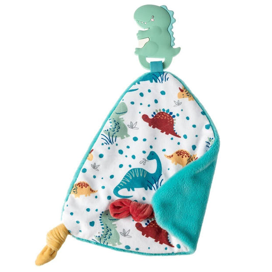 Mary Meyer Chewy Crew Soothing Baby Teether Lovey, 10", Pebblesaurus Dinosaur