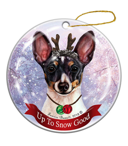 Holiday Pet Gifts Toy Fox Terrier Black Tri Dog Porcelain Christmas Ornament