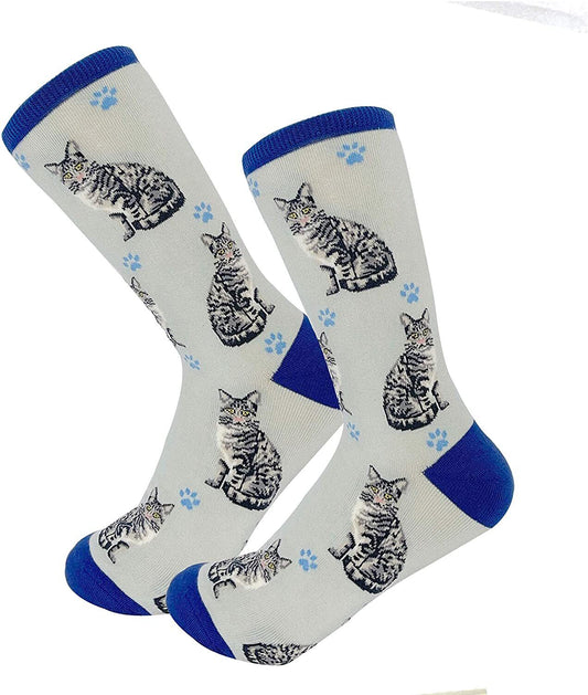 Happy Tails Silver Tabby Cat Lover Socks - One Size Fits Most