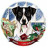 Rat Terrier Black/White Uncropped Dog Porcelain Ornament 'Santa. I Can Explain!'