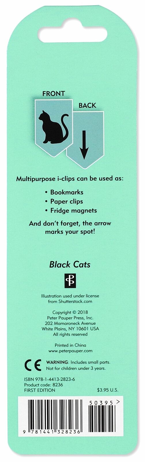 Black Cats i-clips Magnetic Page Markers (Set of 8 Magnetic Bookmarks)