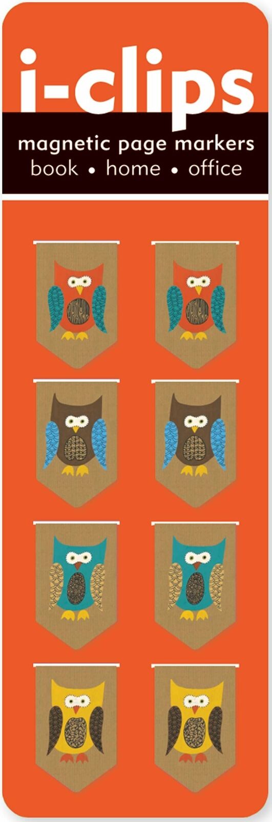 Owls i-Clip Magnetic Page Markers (Set of 8 Magnetic Bookmarks)