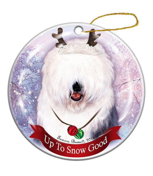 Holiday Pet Gifts Old English Sheepdog Dog Porcelain Christmas Ornament
