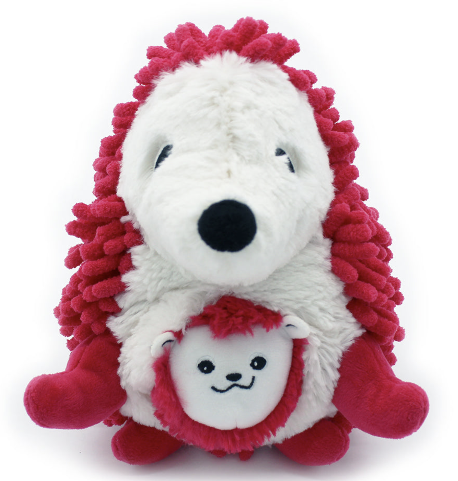 Les Deglingos Piktou Hedgehog with Baby - Beetroot Plush Stuffed Animal Toy, 11"