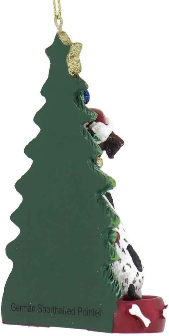 Kurt Adler German Shorthair Pointer W Santa Hat Christmas Tree Ornament, 4.25 "