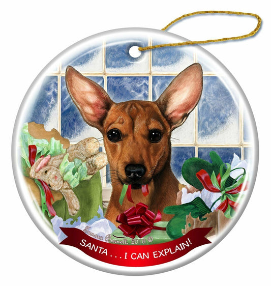 Red Chiweenie Dog Porcelain Hanging Ornament Pet Gift Santa I Can Explain!