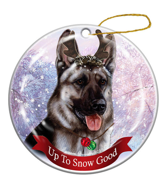 Holiday Pet Gifts German Shepherd Silver Sable Dog Porcelain Christmas Ornament