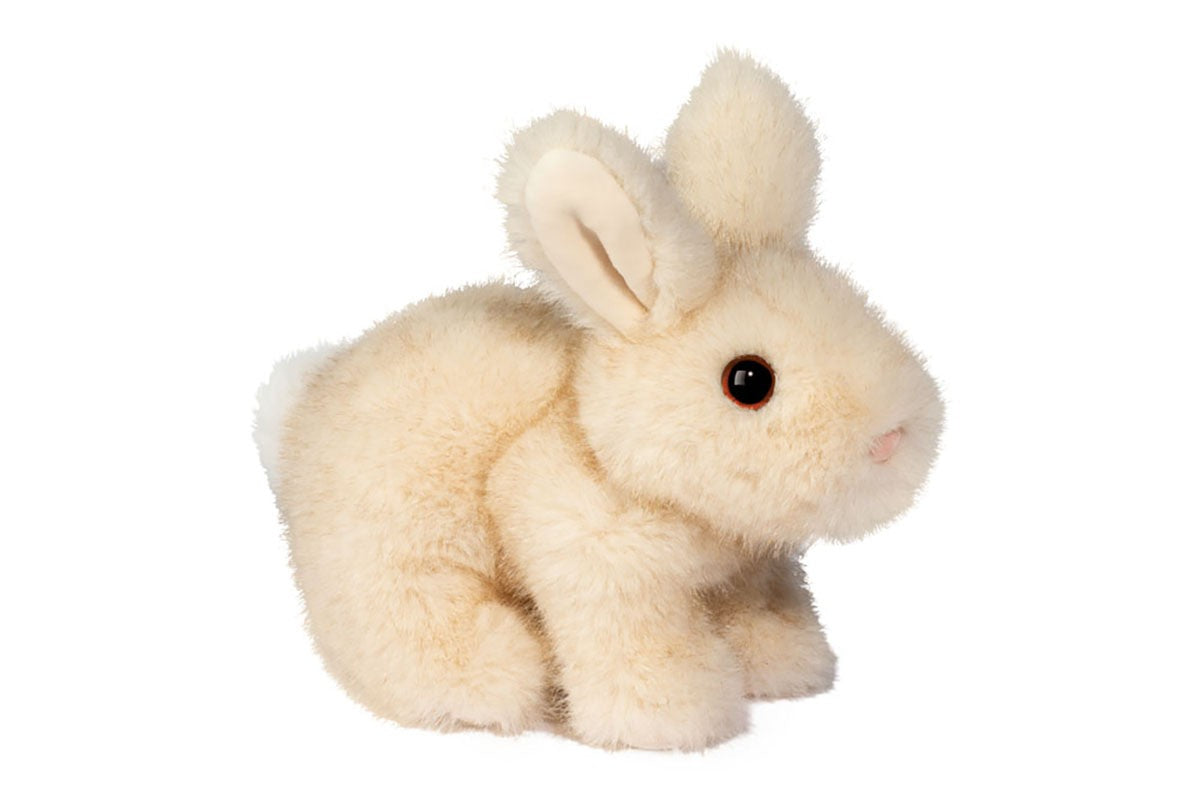 Douglas Cuddle Toys Muffin Small Cream-Tipped Bunny Crouching, 7 in long