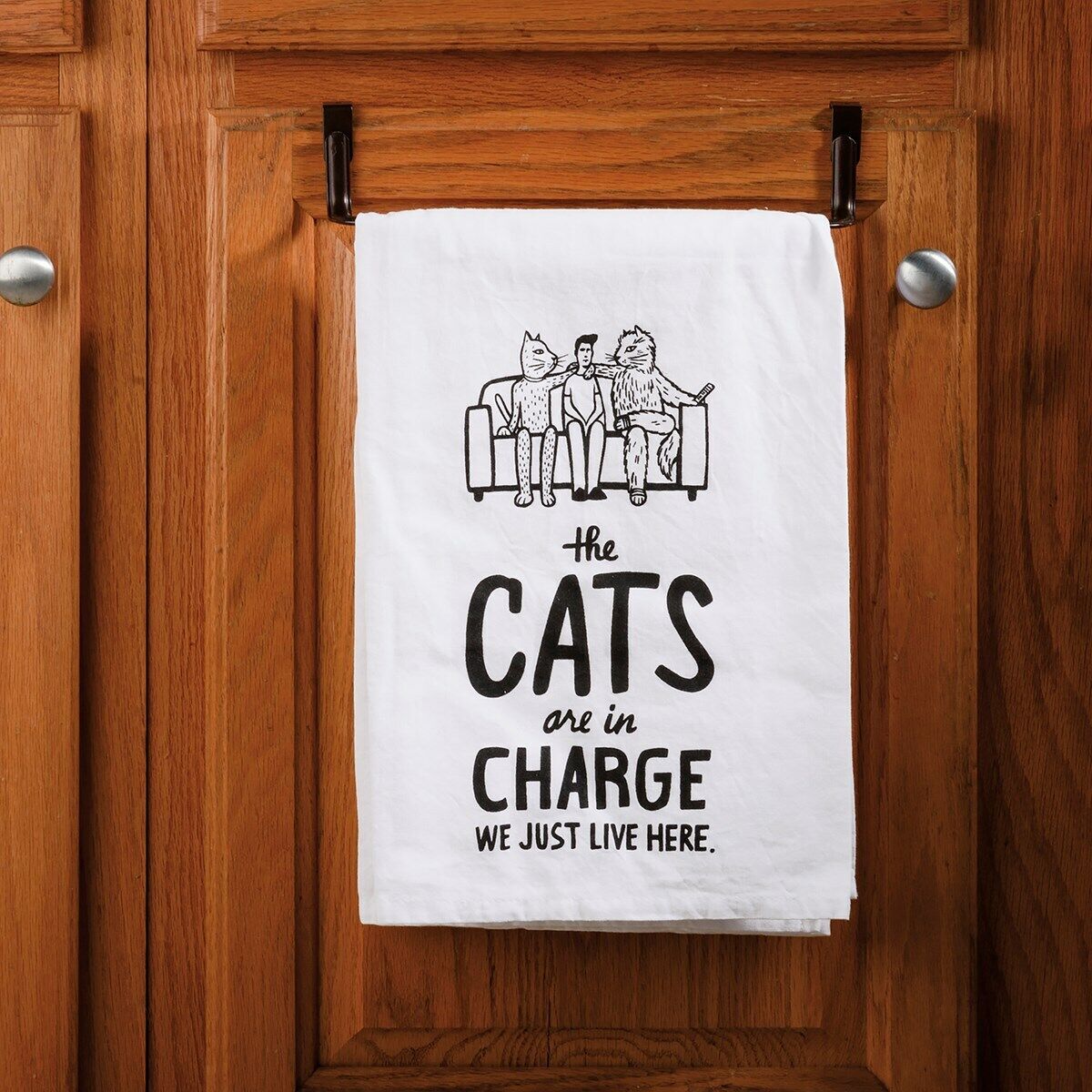 Primitves By Kathy Dish Towel, 28", The Cats are in Charge, We Just Live Here