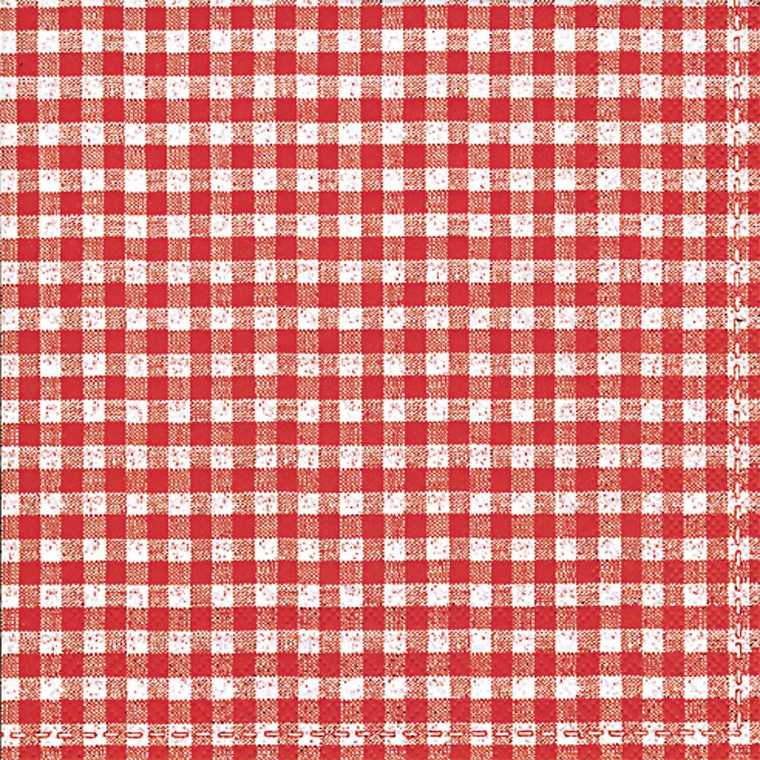 Celebrate the Home Vichy Bavaria 3-Ply Paper Cocktail Napkins, 20, Red Gingham