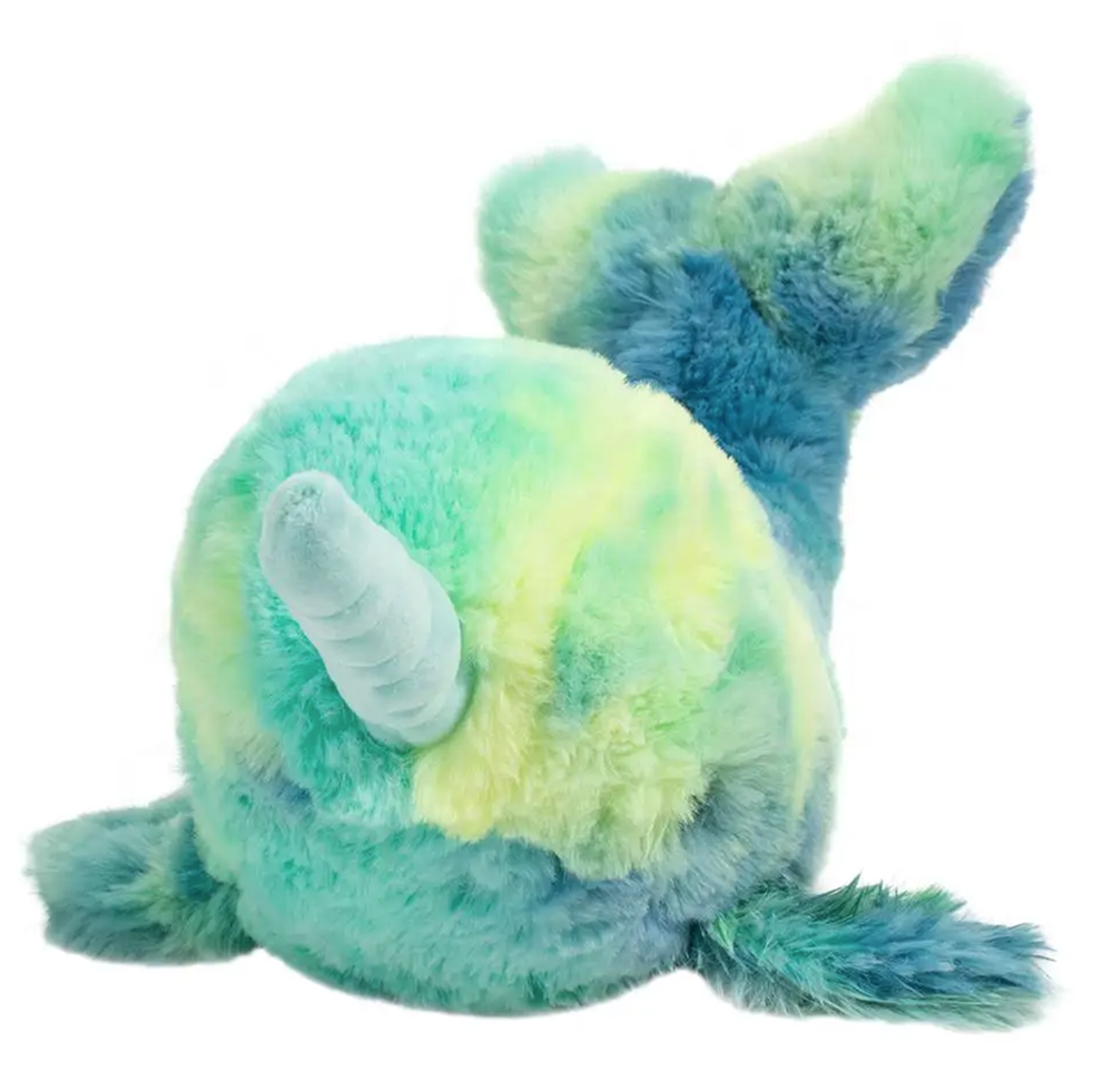 Douglas Toys Plush Stuffed Animal Toy Blue Teal Tye Die Ned Narwhal, 14"