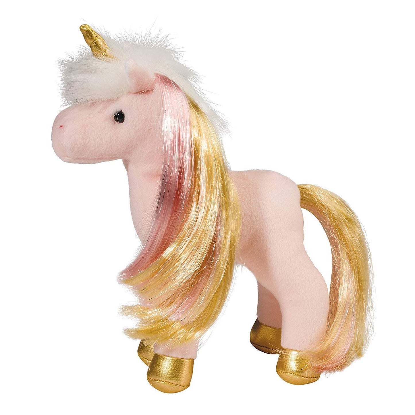 Douglas Suki PINK & GOLD Mini UNICORN Plush Stuffed Animal, 8", Brushable Mane