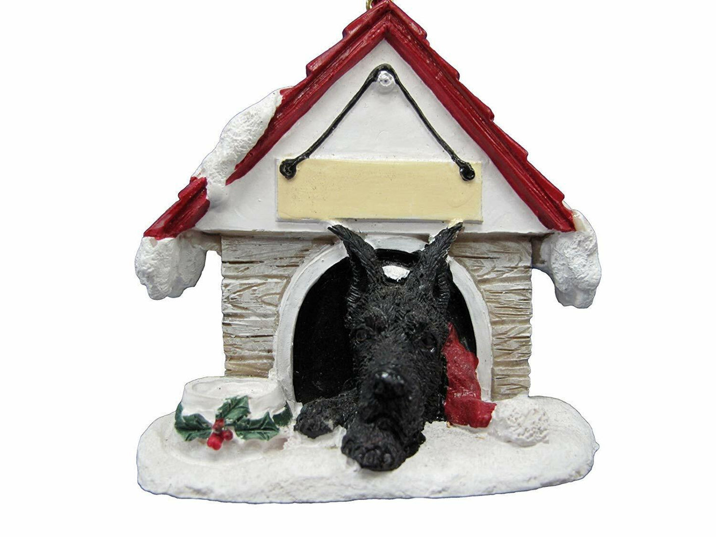 Great Dane, Black Doghouse Ornament Hand Painted Easily Personalized