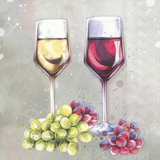 Boston International 5 x 5 in Paper Cocktail Napkin Red & White Wine Pack of 20