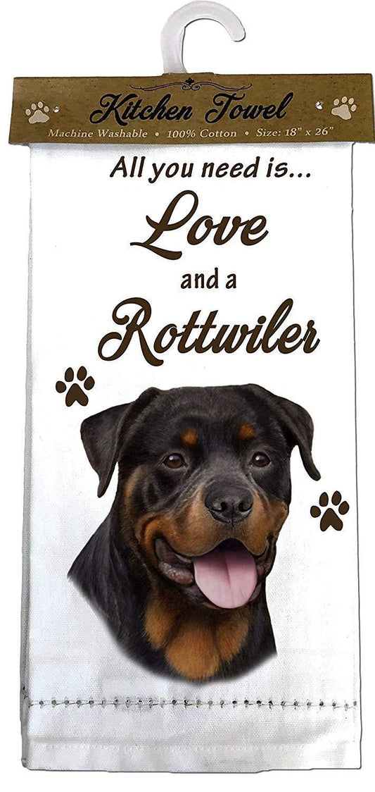 E&S Pets 700-33 Rottweiler Kitchen Towel, Off-white