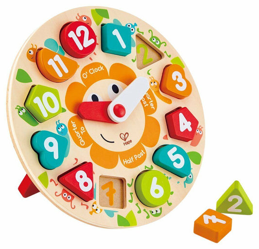 Hape Chunky Clock Puzzle Game, Multicolor, 9.65'' x 1.38''