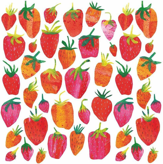 Paperproducts Design Strawberry Collage Beverage/Cocktail Paper Napkins,5"x5"