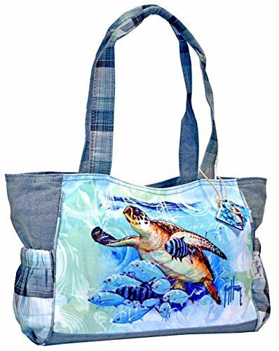 Guy Harvey Blue Ocean Sea Turtle Tote Bag