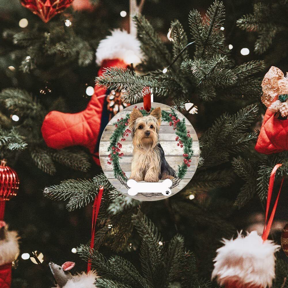 Yorkie Ornament - E&S Pets, DIY Personalizable, Ceramic Round Ornament