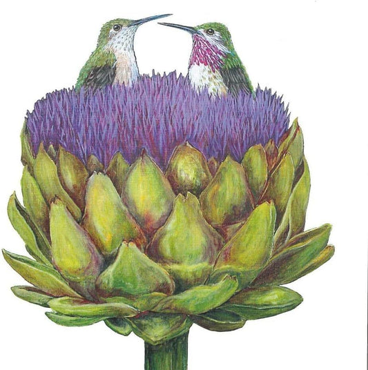 Paperproducts Design Love at First Artichoke Hummingbird Paper Napkins 5"x5"
