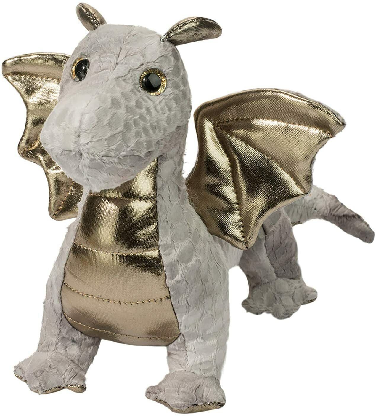 Douglas Hydra Silver Baby Dragon Plush Stuffed Animal, 8.5"