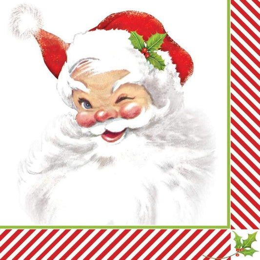 Paperproducts Design Beverage/Cocktail Napkins (Pack of 20), Winking Santa