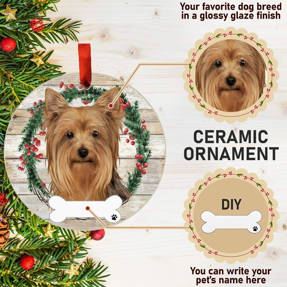 Yorkie Ornament - E&S Pets, DIY Personalizable, Ceramic Round Ornament