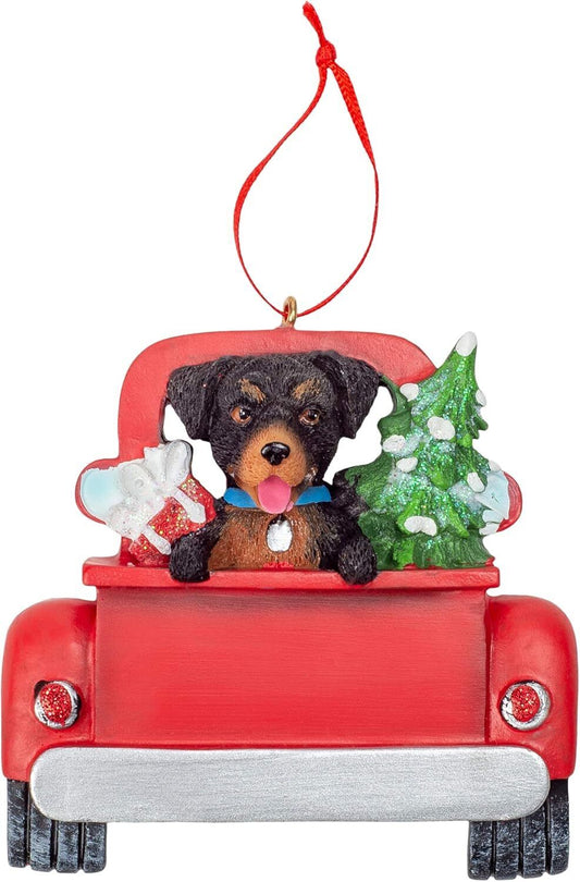 Kurt Adler Rottweiler in Back of Truck Hanging Ornament 5 in. High,