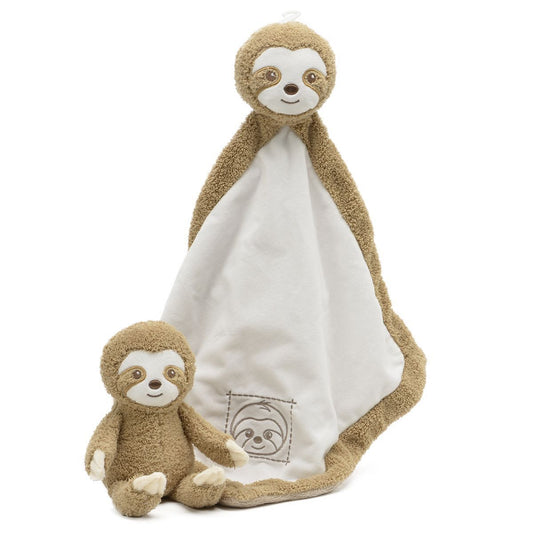 Unipak Sloth Baby Plush Set - Security Blankie, 13" and Rattle, 6"