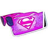 Sunglasses with Coordinating Soft Sunglass Case (Pink Superman Logo, Black)