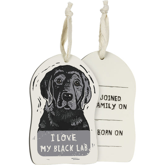 Primitives by Kathy Wooden Hanging Ornament, 2-Sided - I Love My Black Lab