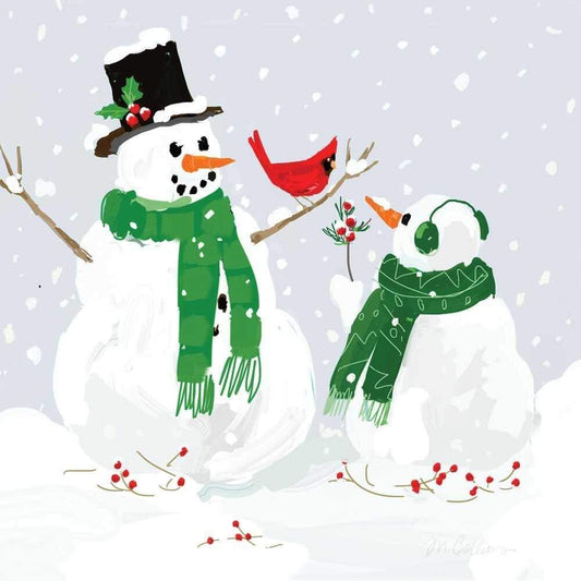 Paperproducts Design "Snowmen and Cardinal" Paper Cocktail/Beverage Napkins
