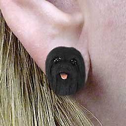 Conversation Concepts Lhasa Apso Black Earrings Post