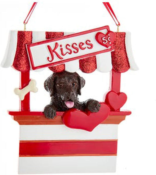 Kurt Adler Chocolate Lab Retriever Kissing Booth Christmas Tree Ornament - 4"