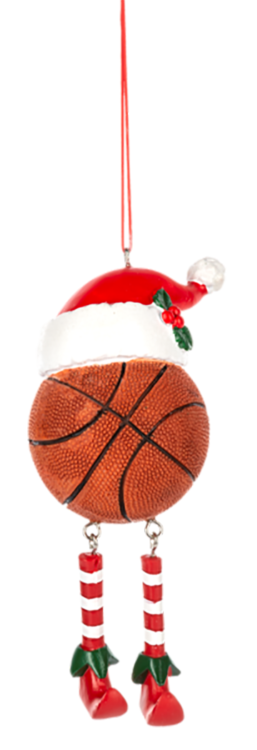 Midwest/CBK Sport Ball Ornament with Santa Hat and Elf Shoes, 5" - Basketball