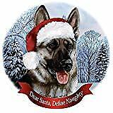Holiday Pet Gifts German Shepherd Silver Sable Dog Santa Hat Porcelain Ornament