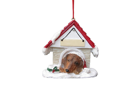 E&S Pets Red Dachshund Dog House Ornament